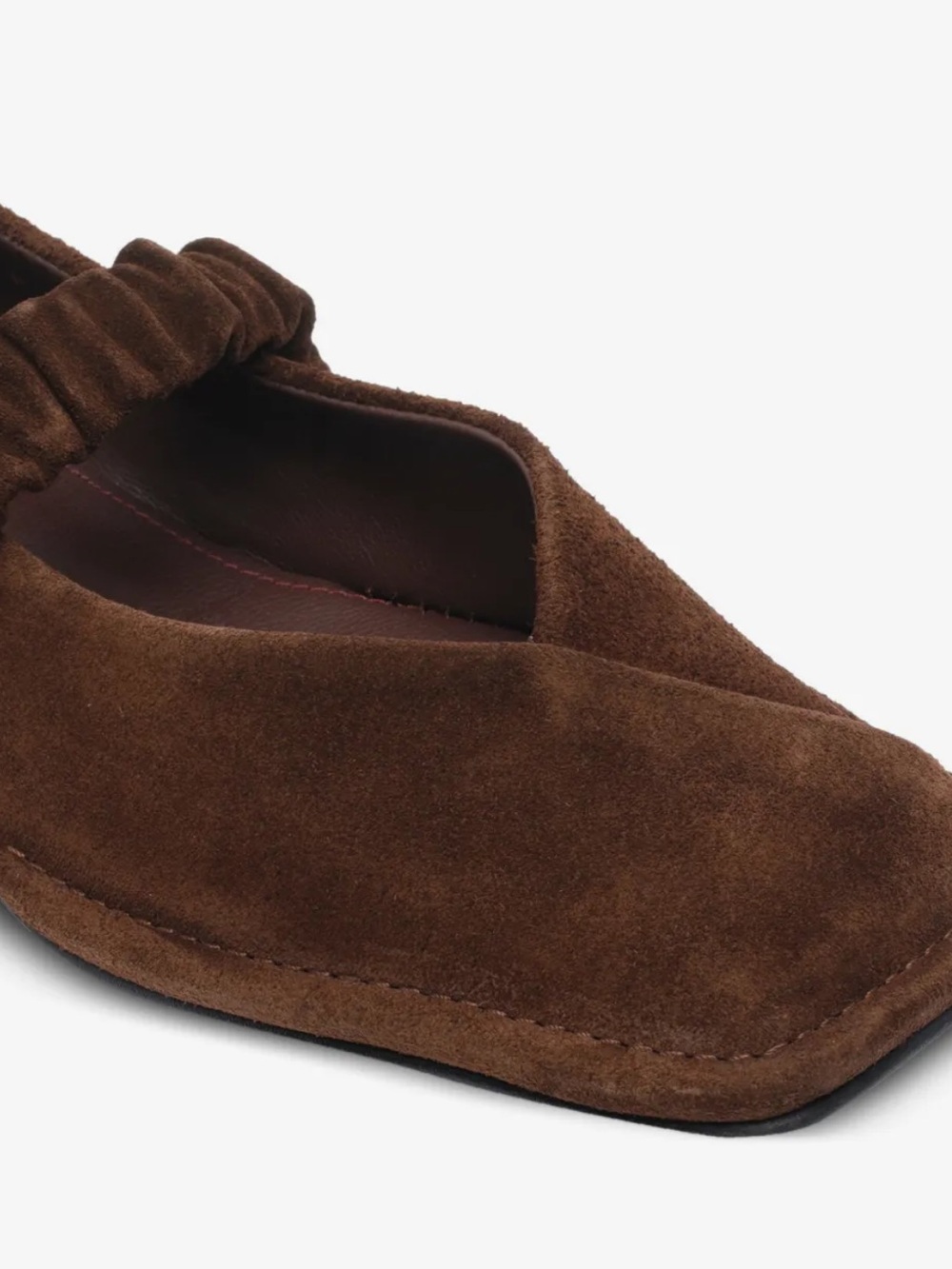 NEW Alohas square-toe ruched ballet flats in brown suede - Picture 4 of 9